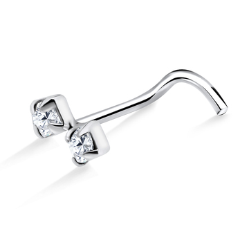 Stone Encrusted Bow Shaped Silver Curved Nose Stud NSKB-688